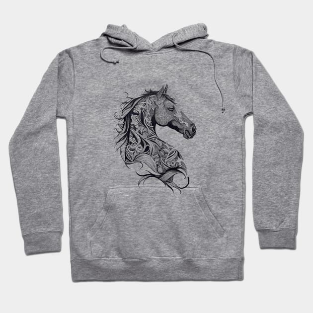 Horse Wild Animal Nature Illustration Art Tattoo Hoodie by Cubebox